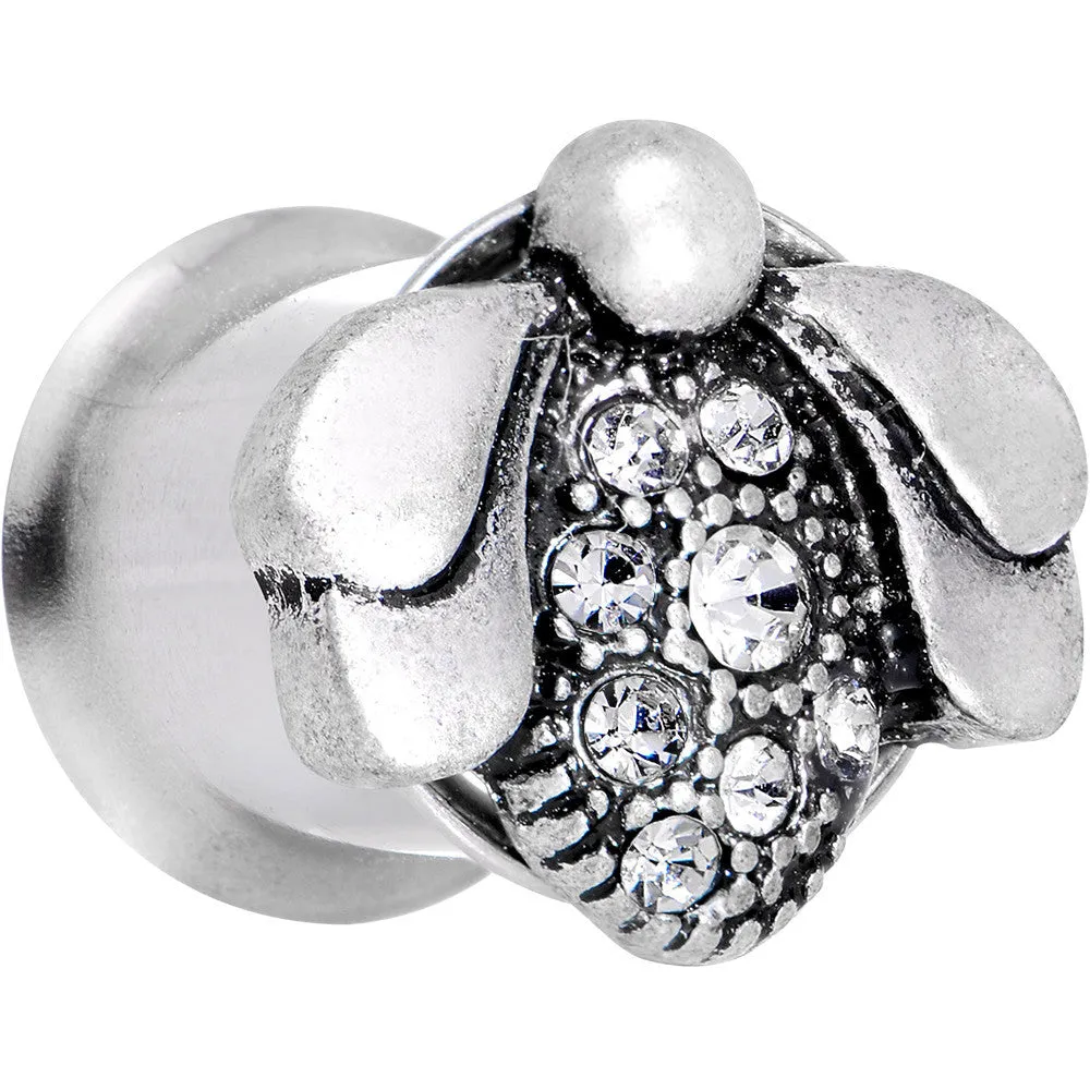 00 Gauge Clear Gem Steel Allow Me Ladybug Double Flare Tunnel Plug Set