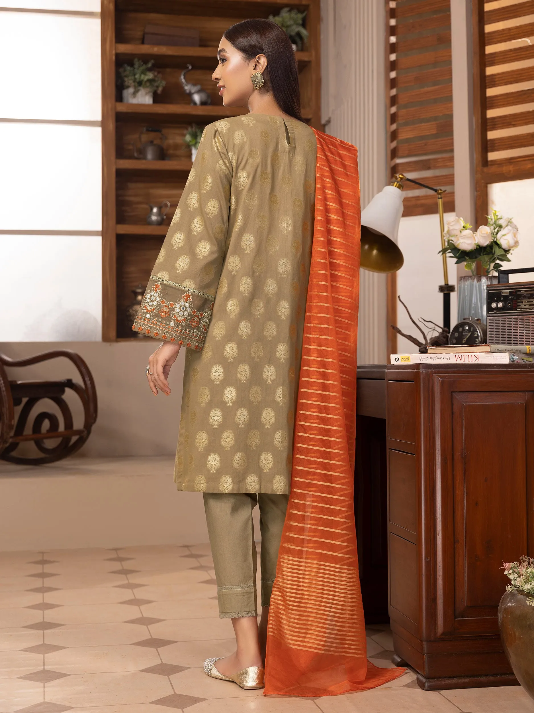 2 Piece Jacquard Suit-Embroidered (Unstitched)