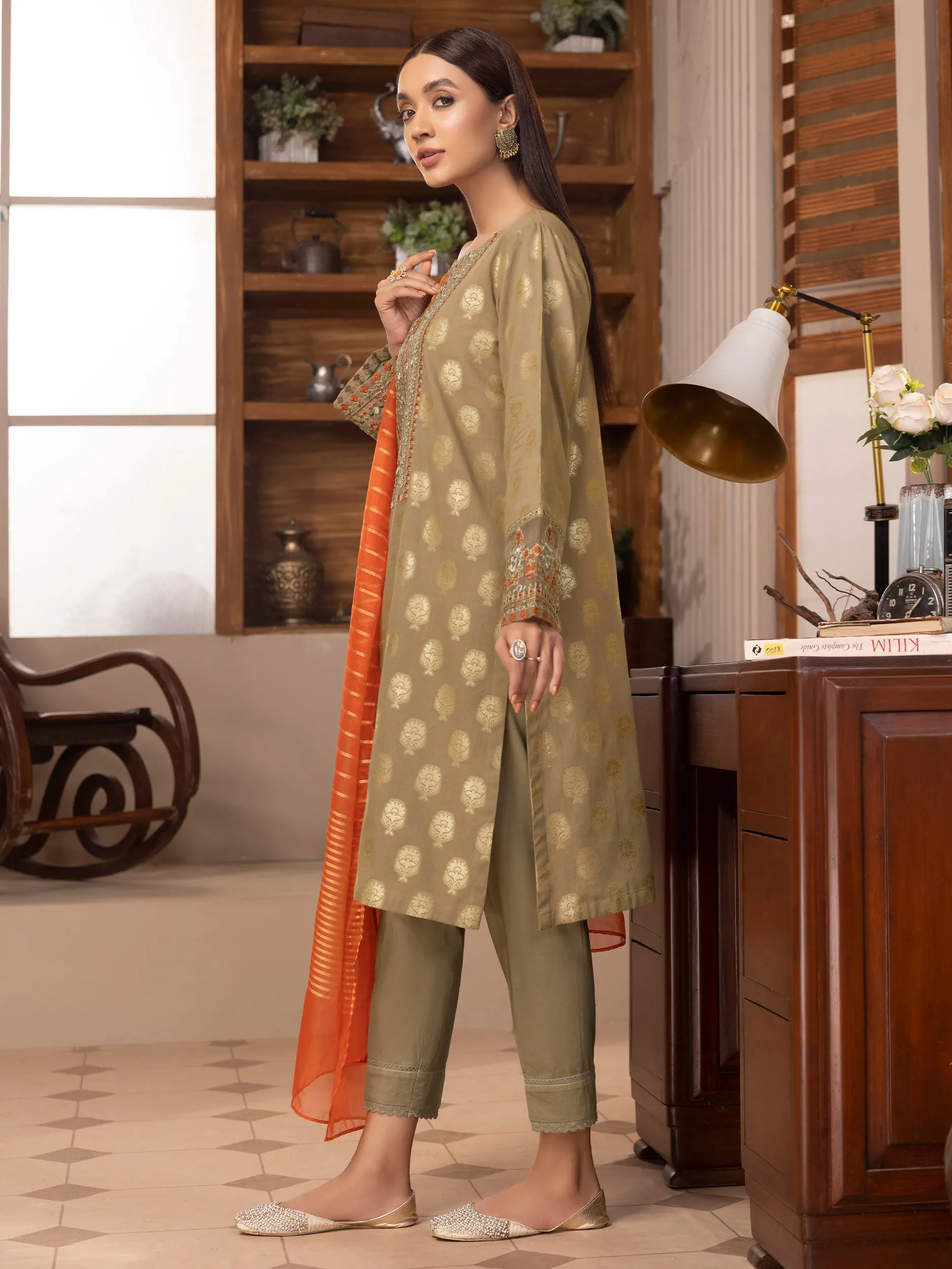 2 Piece Jacquard Suit-Embroidered (Unstitched)