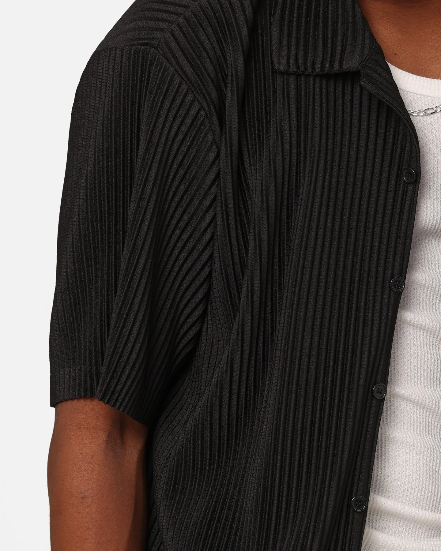 Black Plisse Button-Up Shirt - 404 Harbour - Shop Now!