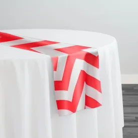 7pcs - Chevron Print (Lamour) Table Runner 14"x120" - Red and White