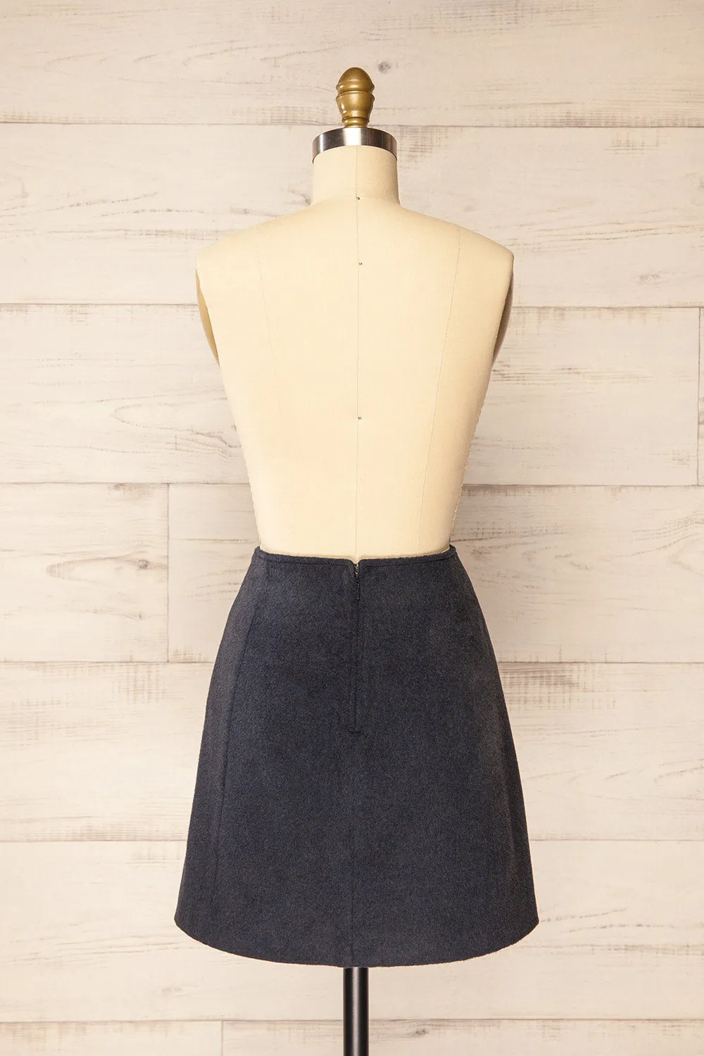 Aberfoyle | Short Felt Navy Skirt w/ Pockets
