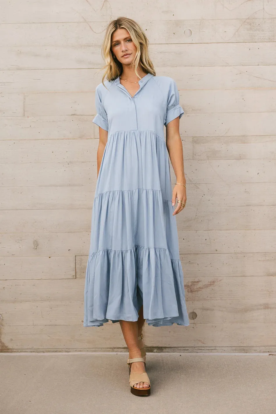 Amanda Tiered Dress in Blue