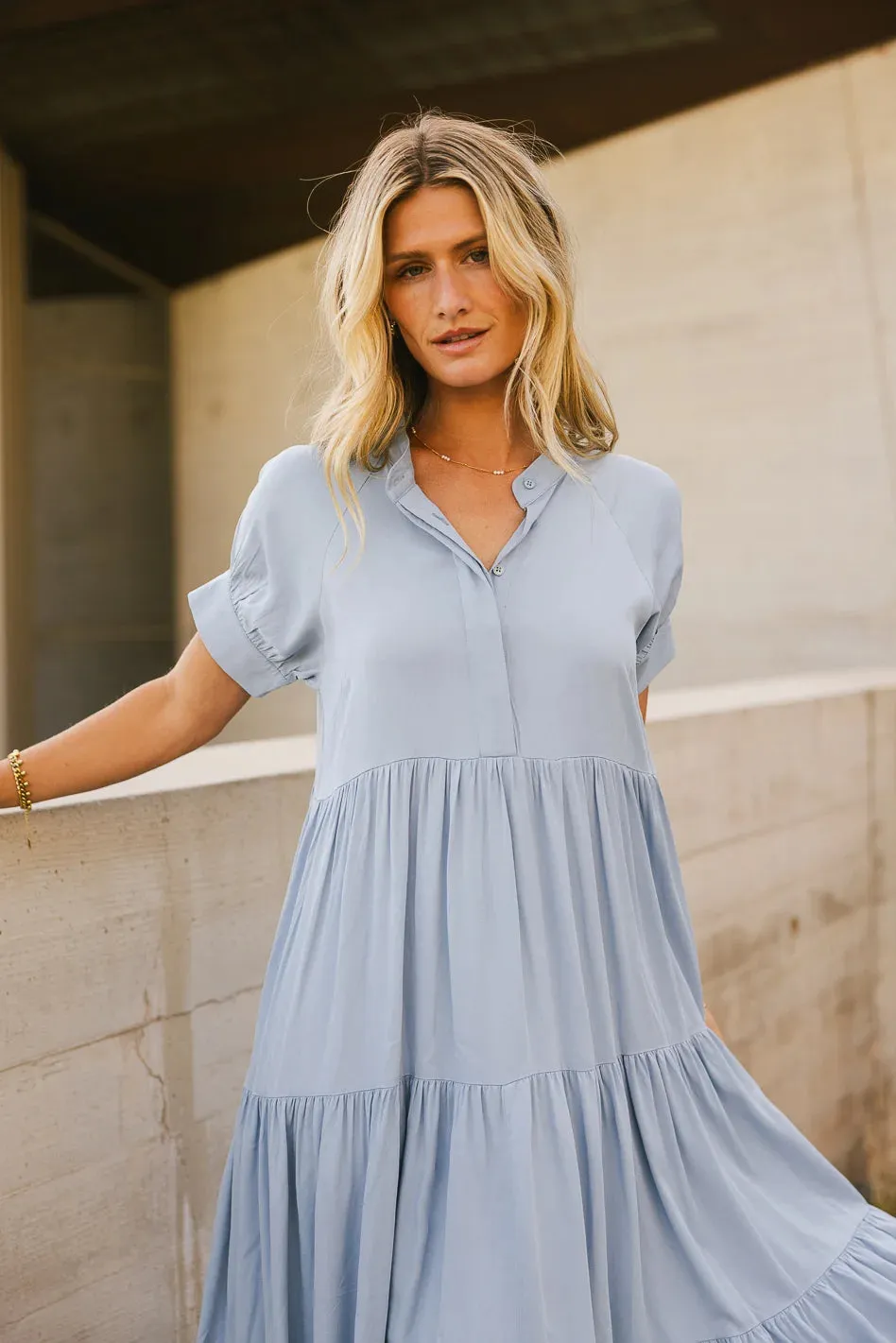 Amanda Tiered Dress in Blue