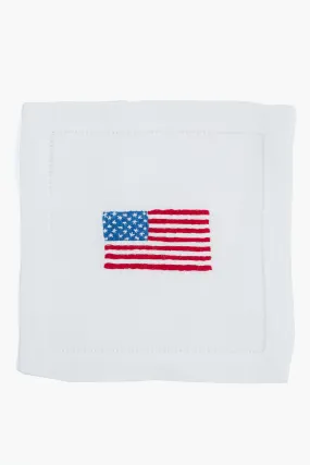 American Flag Embroidered Cocktail Napkins Set of 4