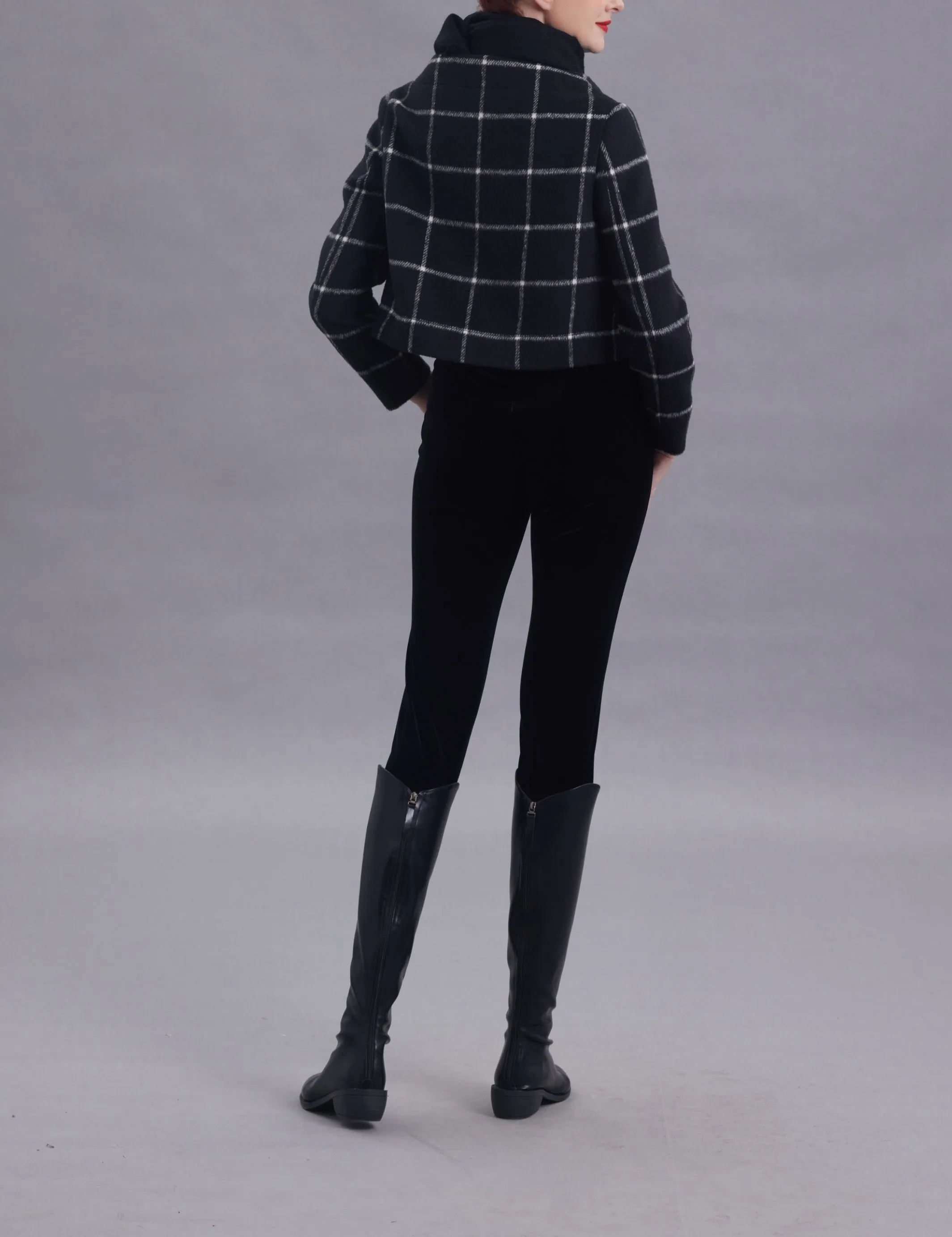 Annie Black Plaid Wool Jacket/Blazer