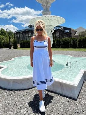 Arnie Midi Dress-White/Navy