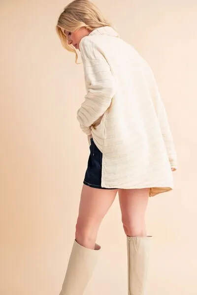 Asymmetrical Side Slit Turtleneck Sweater