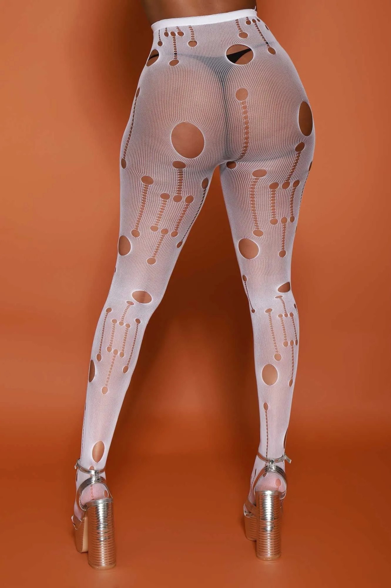 Attitude Holey Fishnet Stockings - White