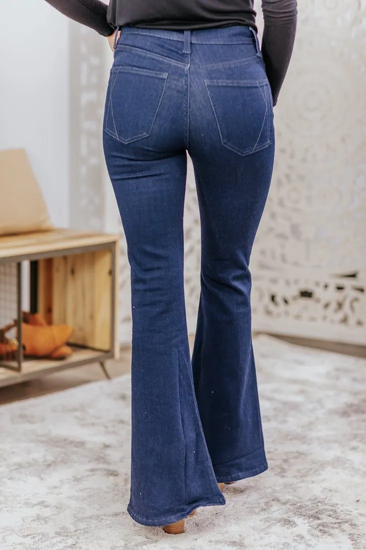 Autumn Kendall   Kylie High Rise Dark Wash Flare Jeans