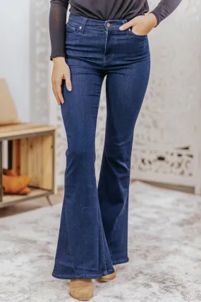 Autumn Kendall   Kylie High Rise Dark Wash Flare Jeans