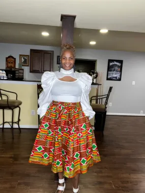 Aztec Print Midi Skirt