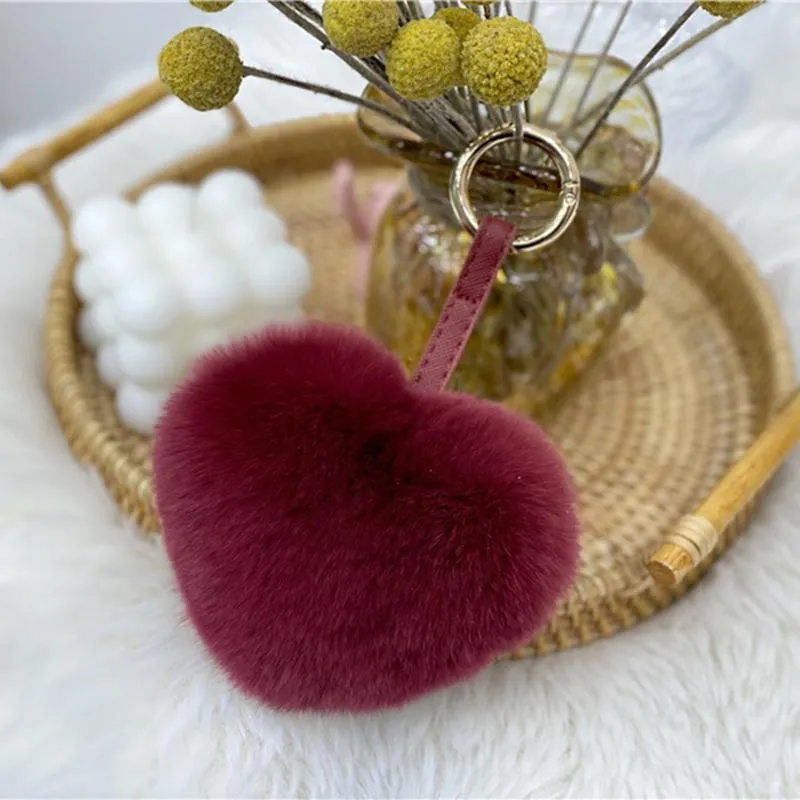 Belt Rex Rabbit Fur Love Heart-shaped Pendant