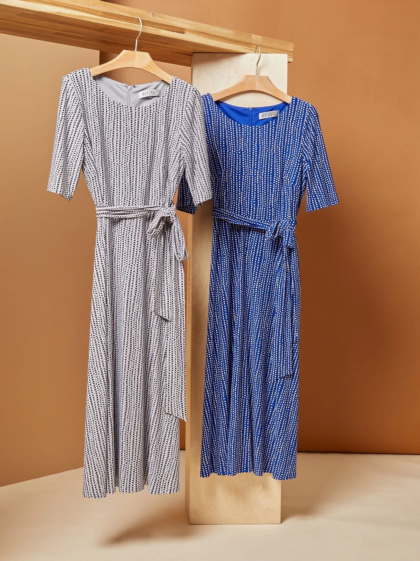 Belted Fit and Flare Jersey Knit Dress