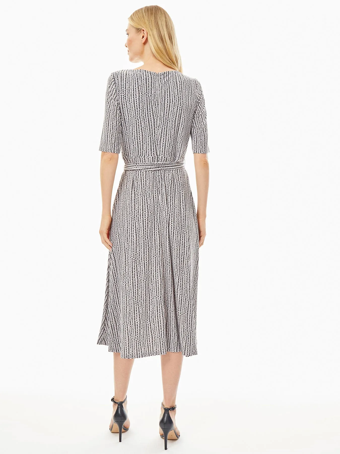 Belted Fit and Flare Jersey Knit Dress