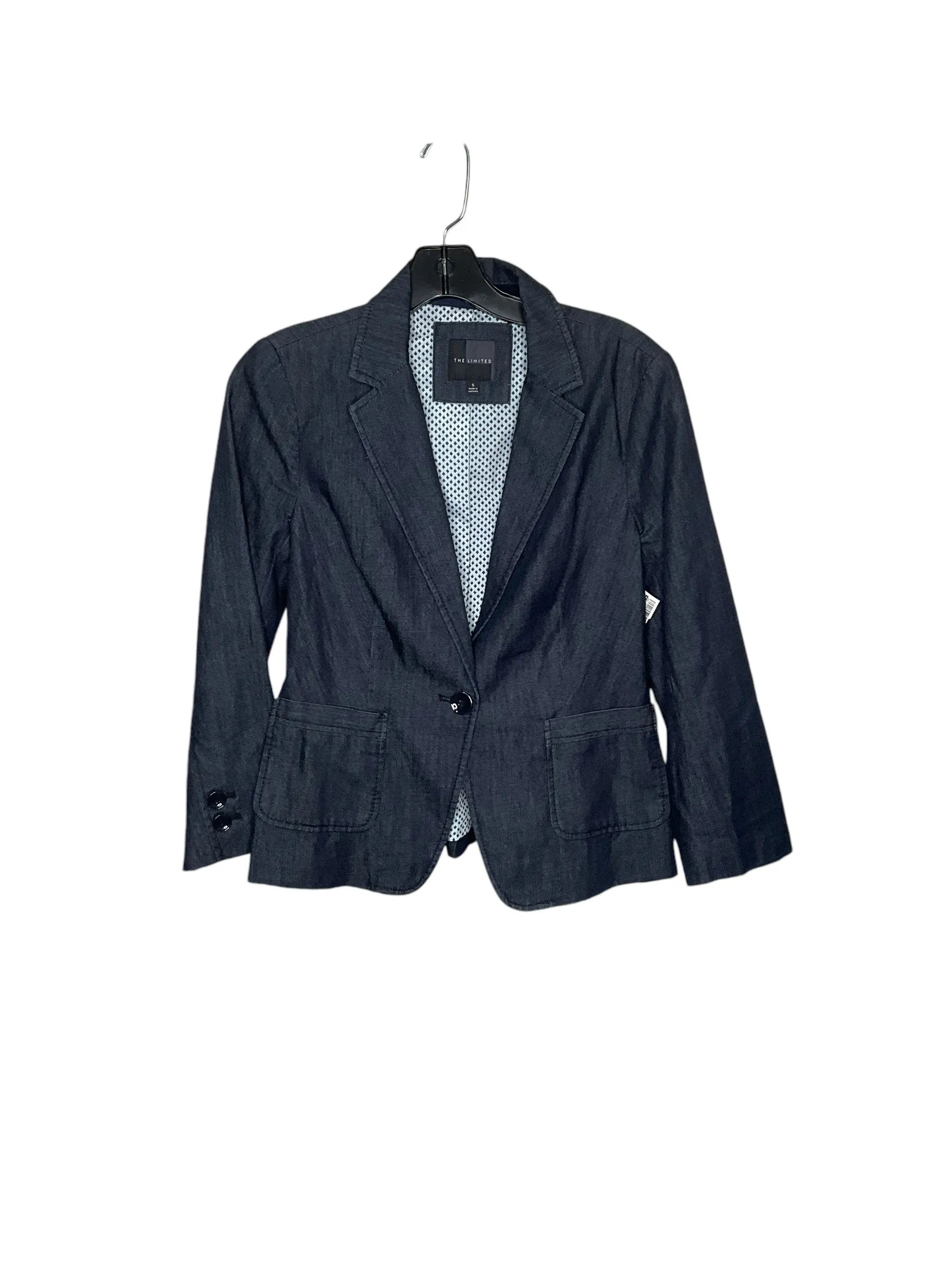 Blazer By Limited In Blue Denim, Size: S