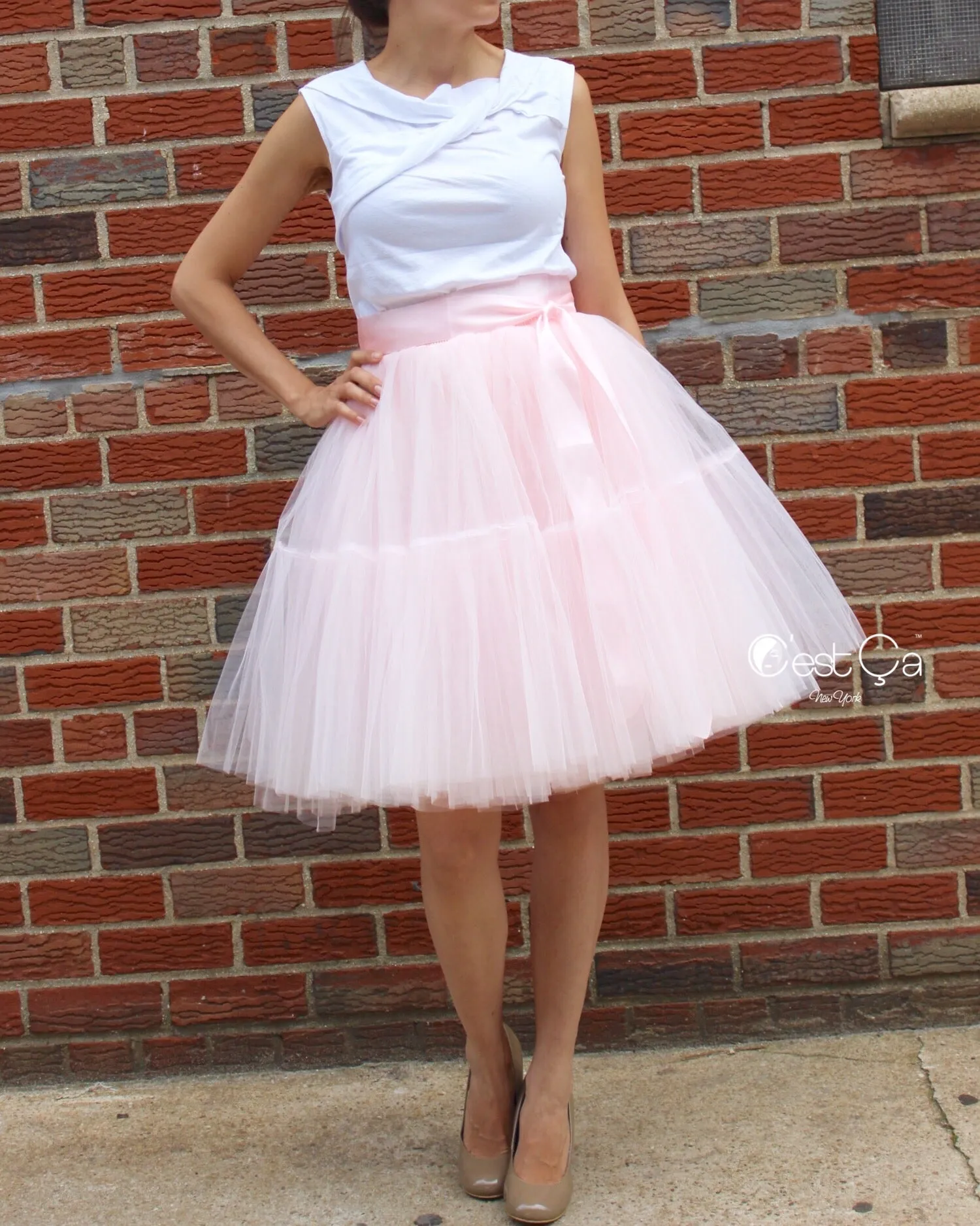 Blush Pink Tulle Skirt - Midi