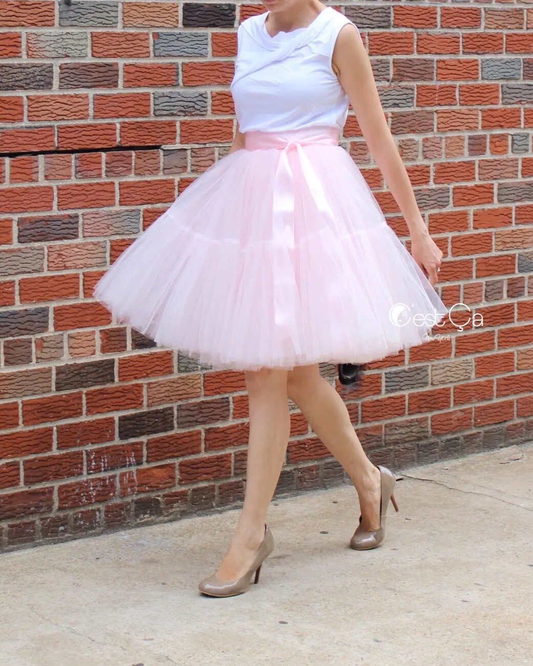 Blush Pink Tulle Skirt - Midi