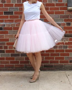 Blush Pink Tulle Skirt - Midi