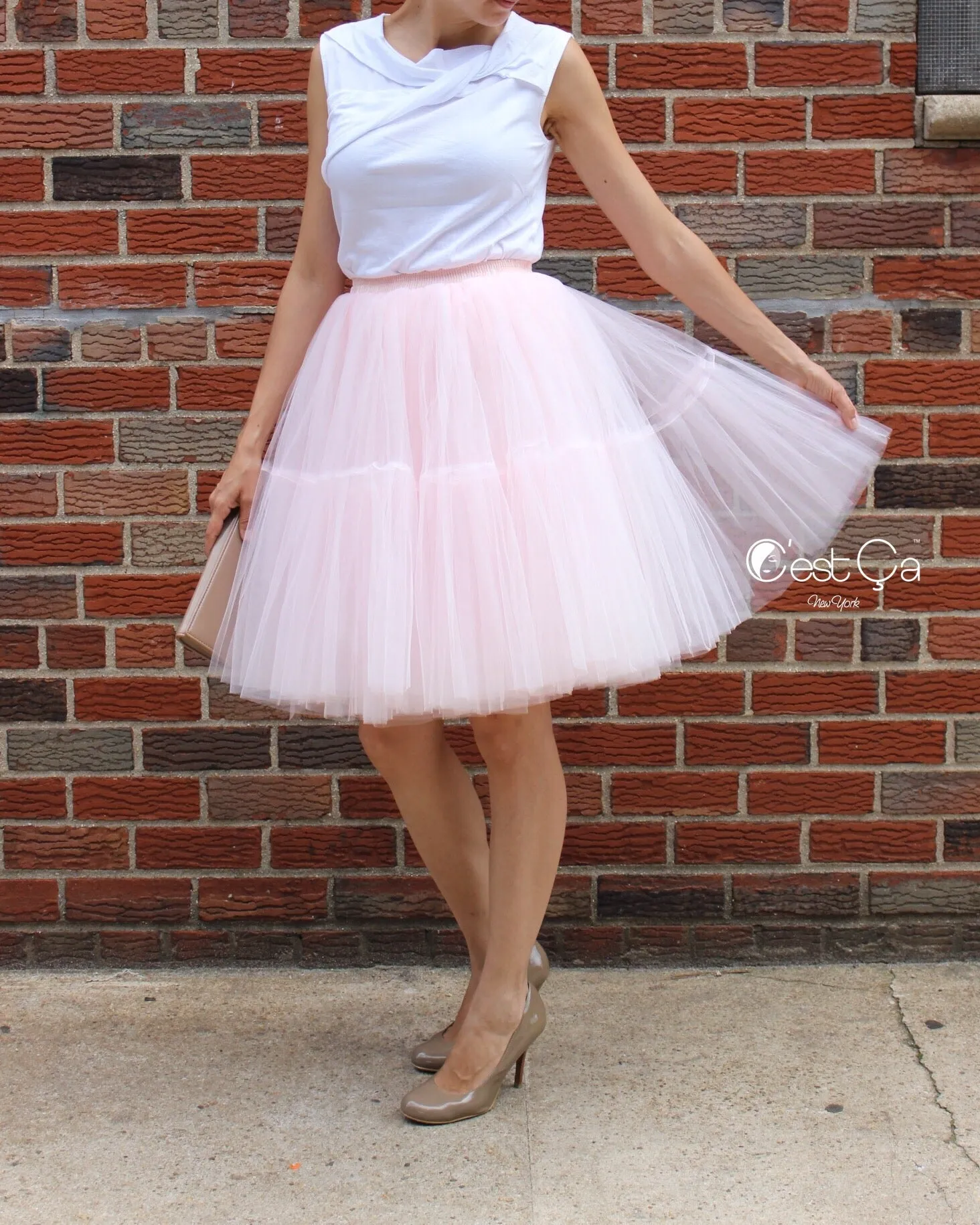 Blush Pink Tulle Skirt - Midi