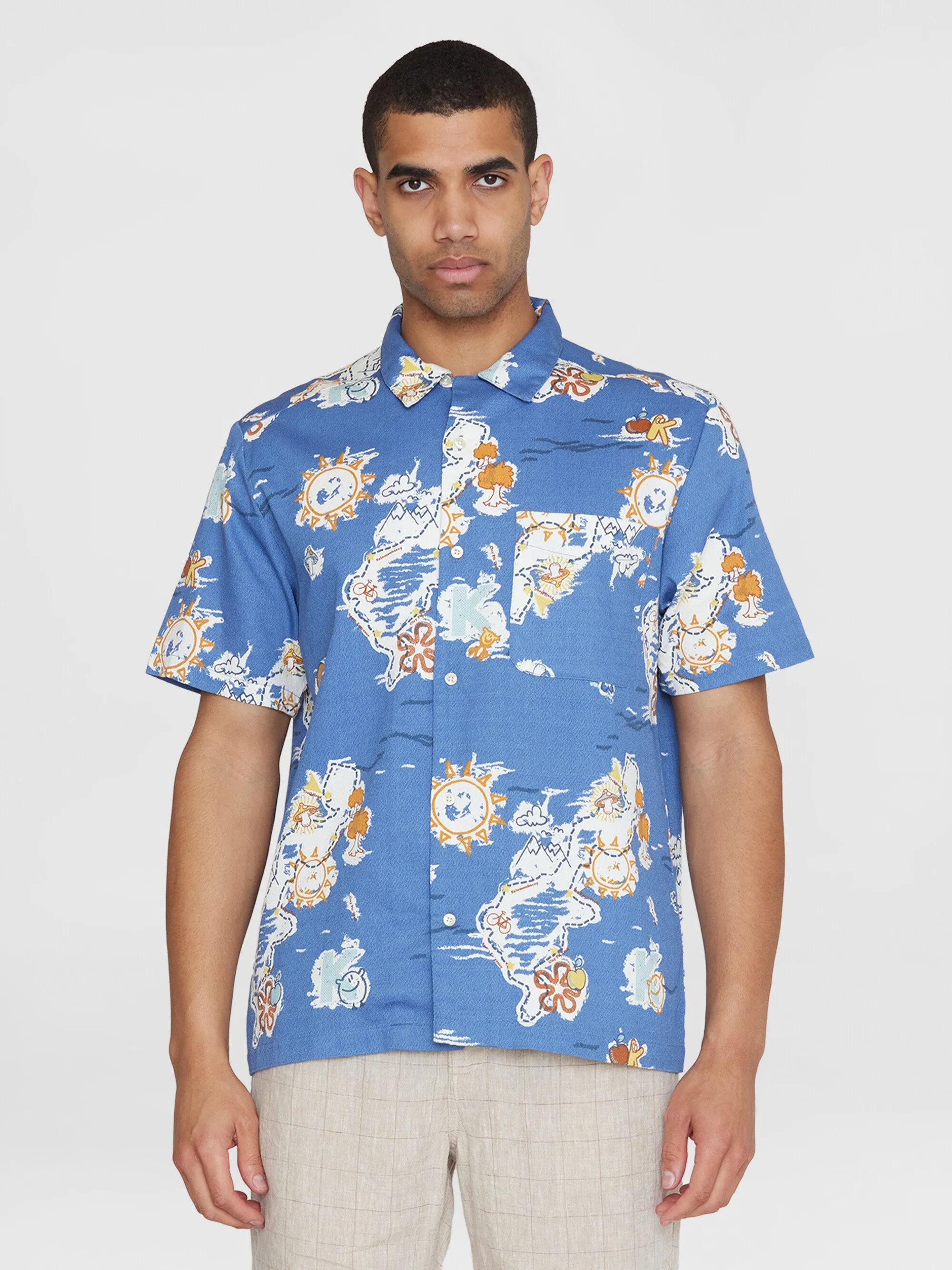 Box short sleeve AOP shirt - GOTS/Vegan - Blue
