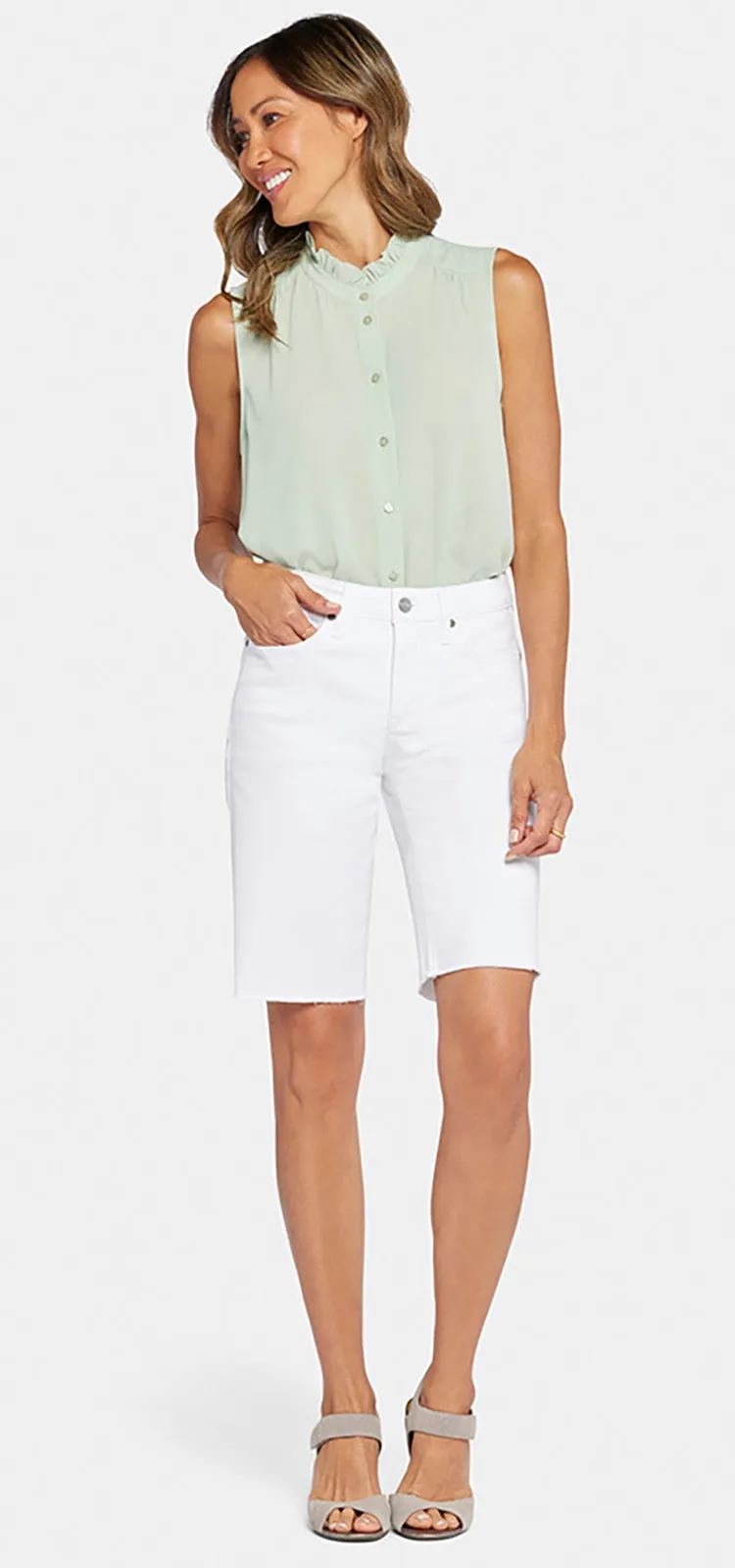 Boyfriend Short Wit Gekleurde Denim | Optic White