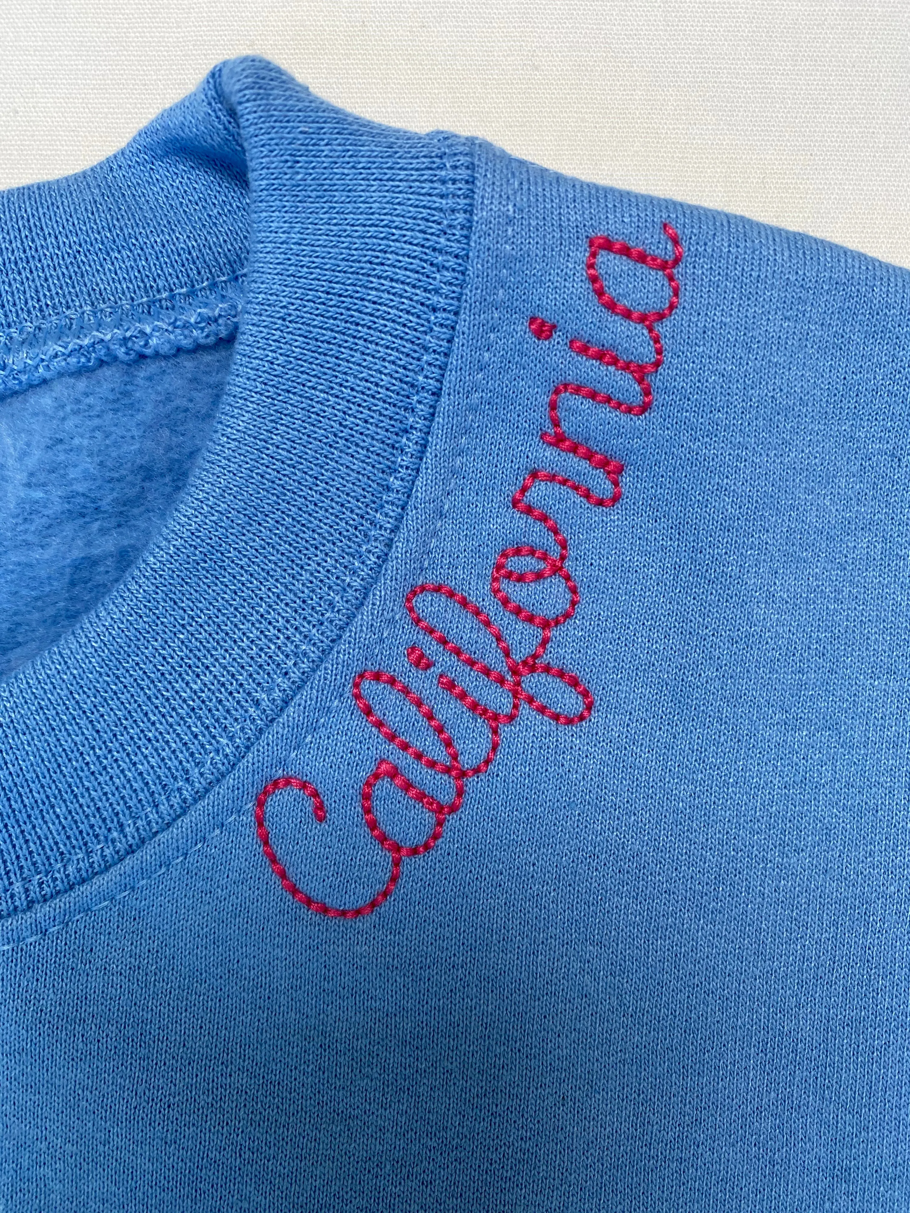 California embroidered sweatshirt-youth sizes unisex * available in sky blue, h. grey, navy, black