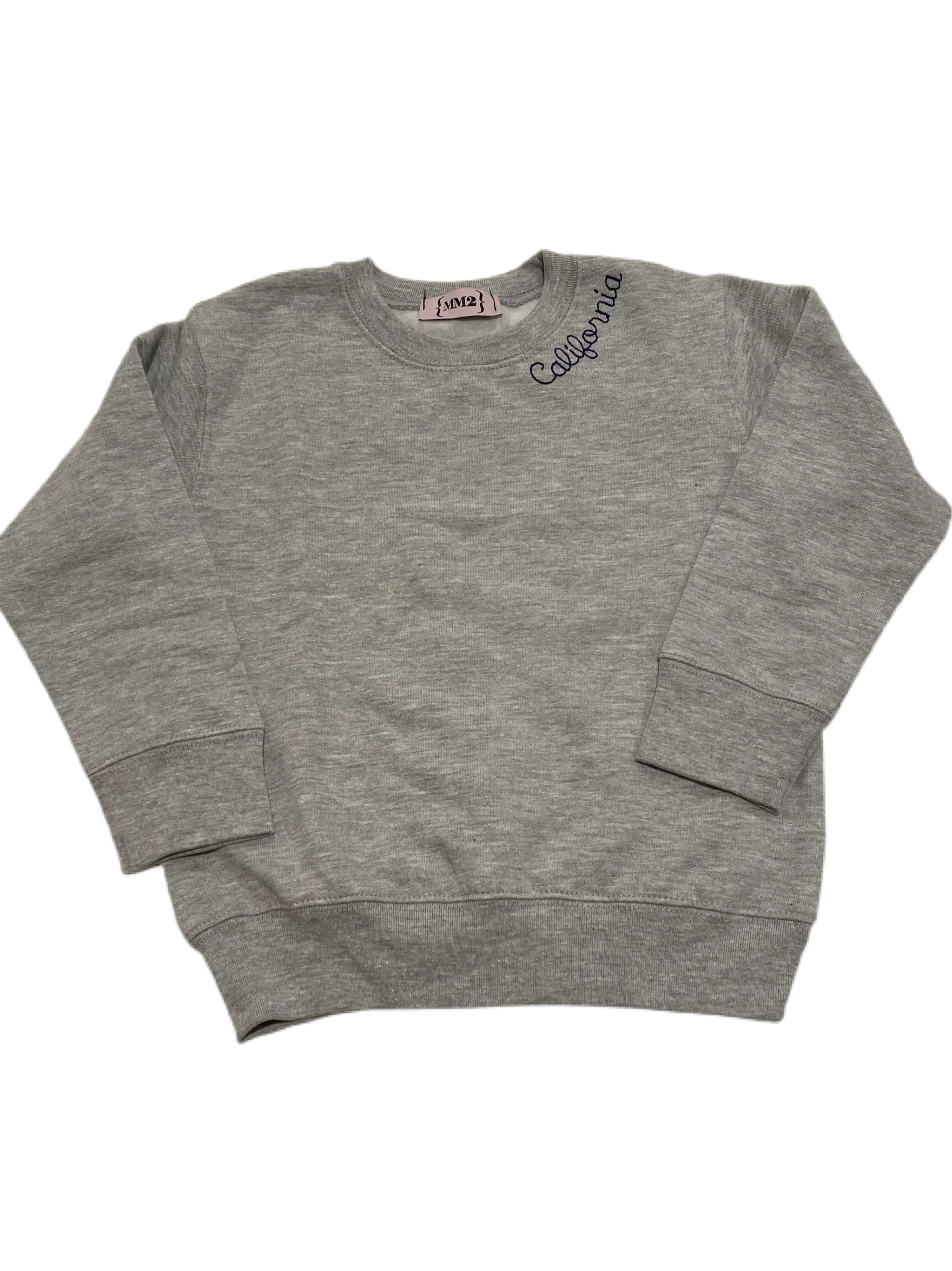 California embroidered sweatshirt-youth sizes unisex * available in sky blue, h. grey, navy, black