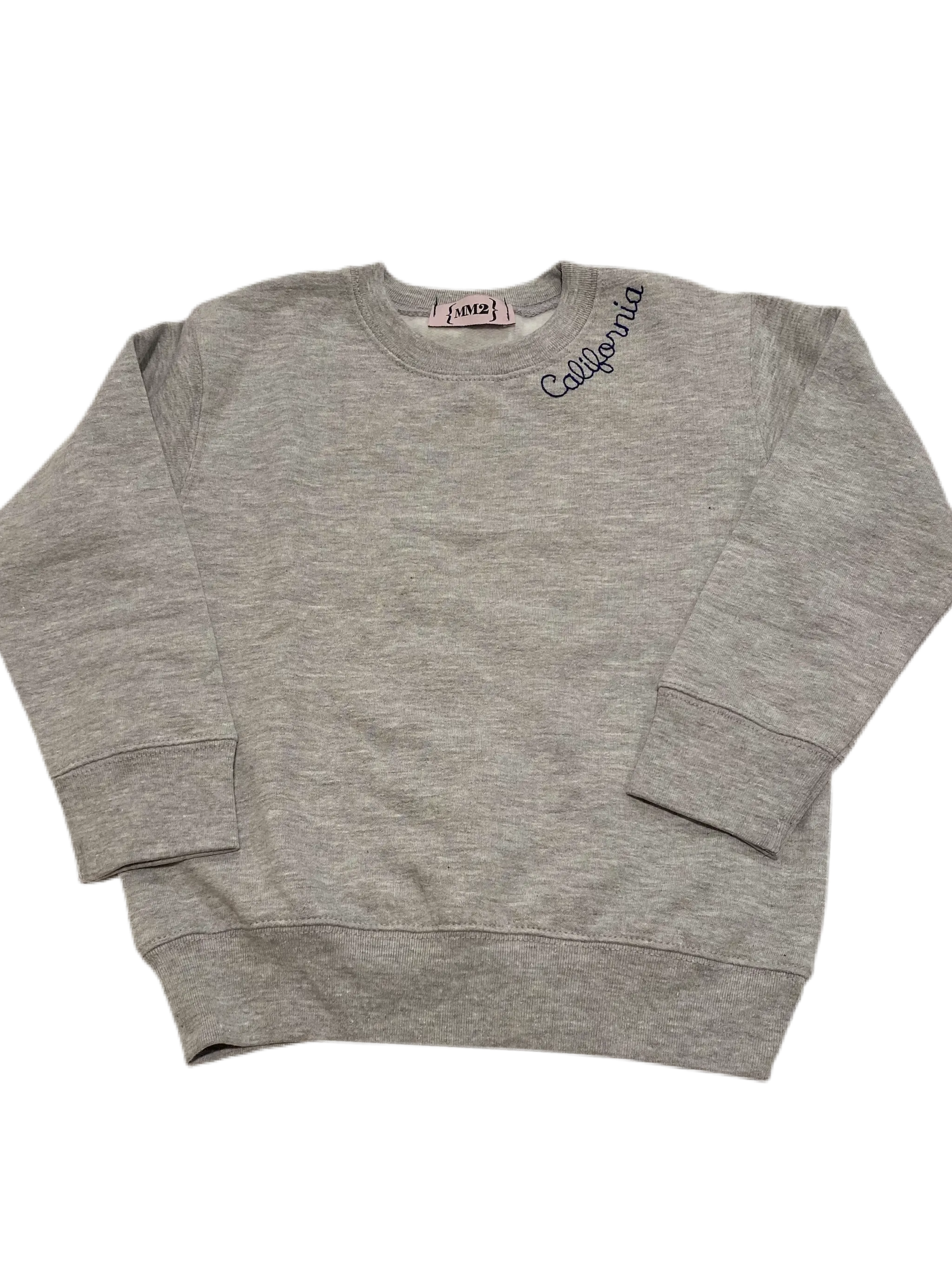California embroidered sweatshirt-youth sizes unisex * available in sky blue, h. grey, navy, black