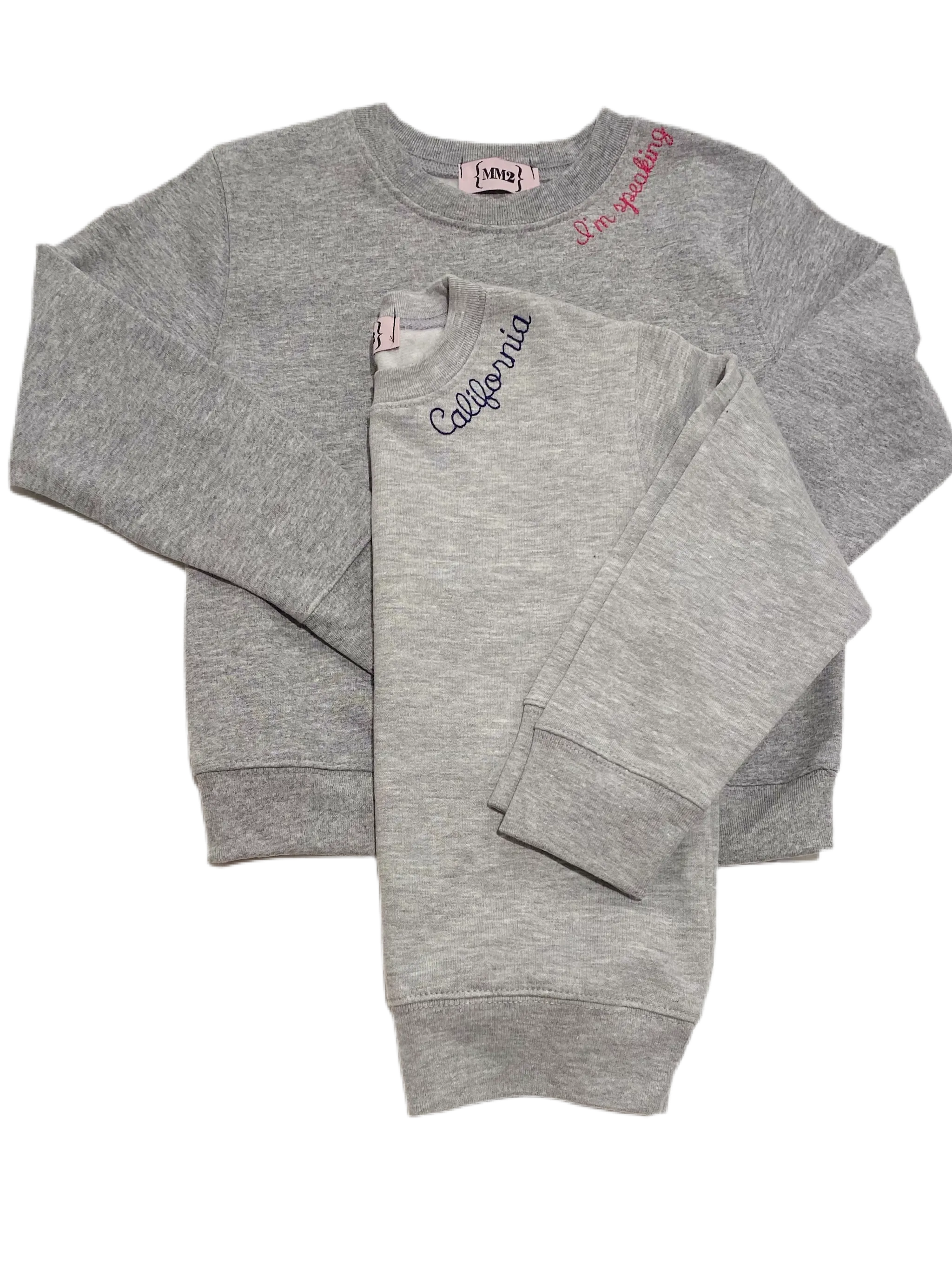 California embroidered sweatshirt-youth sizes unisex * available in sky blue, h. grey, navy, black