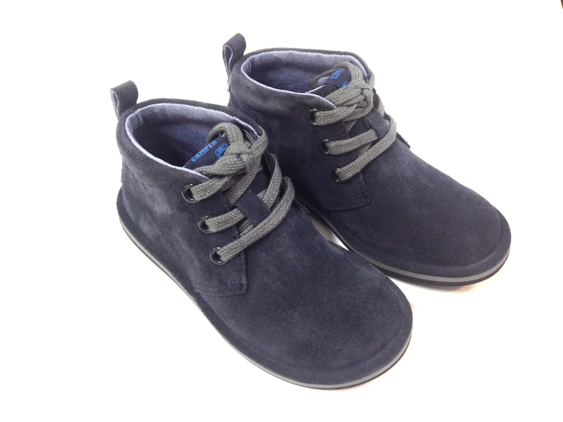 Campers Navy Suede Boot With Laces