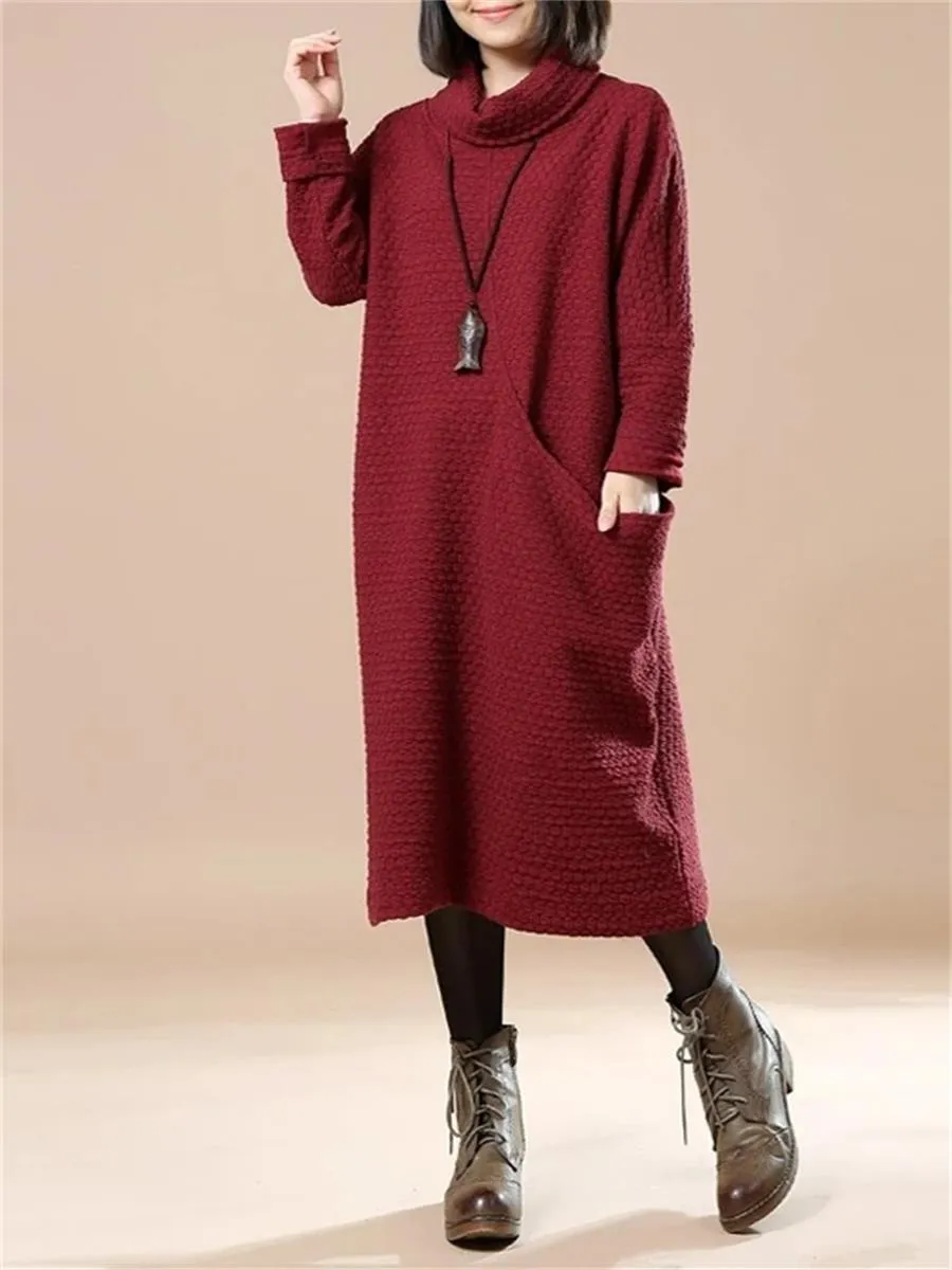 Casual Loose Women'S Turtleneck Sweater Dress
