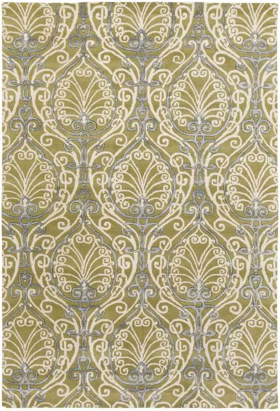 Chien Transitional Ivory/White/Sky Blue Area Rug