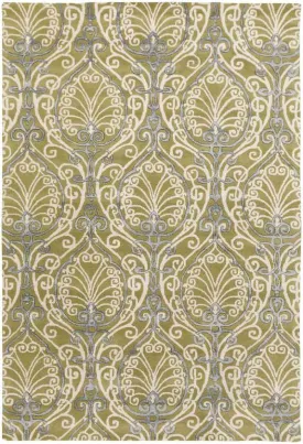 Chien Transitional Ivory/White/Sky Blue Area Rug