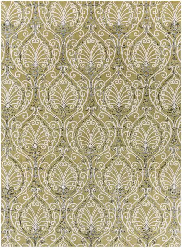 Chien Transitional Ivory/White/Sky Blue Area Rug