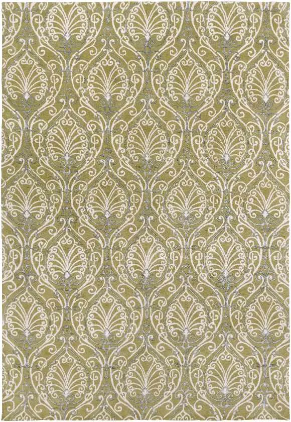 Chien Transitional Ivory/White/Sky Blue Area Rug