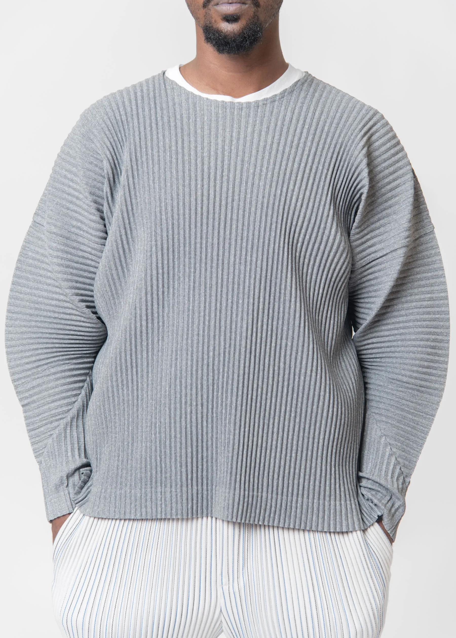 Colour Pleats Long Sleeve Grey JK171-12