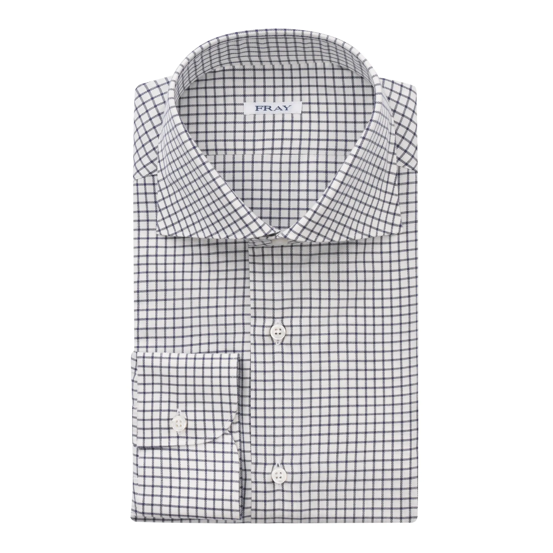 Cotton and Cashmere-Blend Graf-Check Shirt in White and Blue