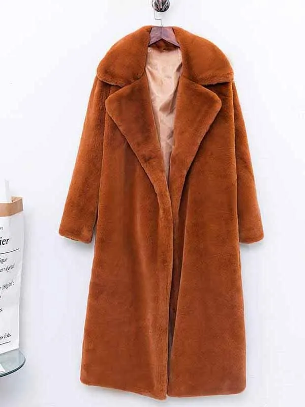 Daily Street Fashion Going out Winter Long Faux Fur Coat