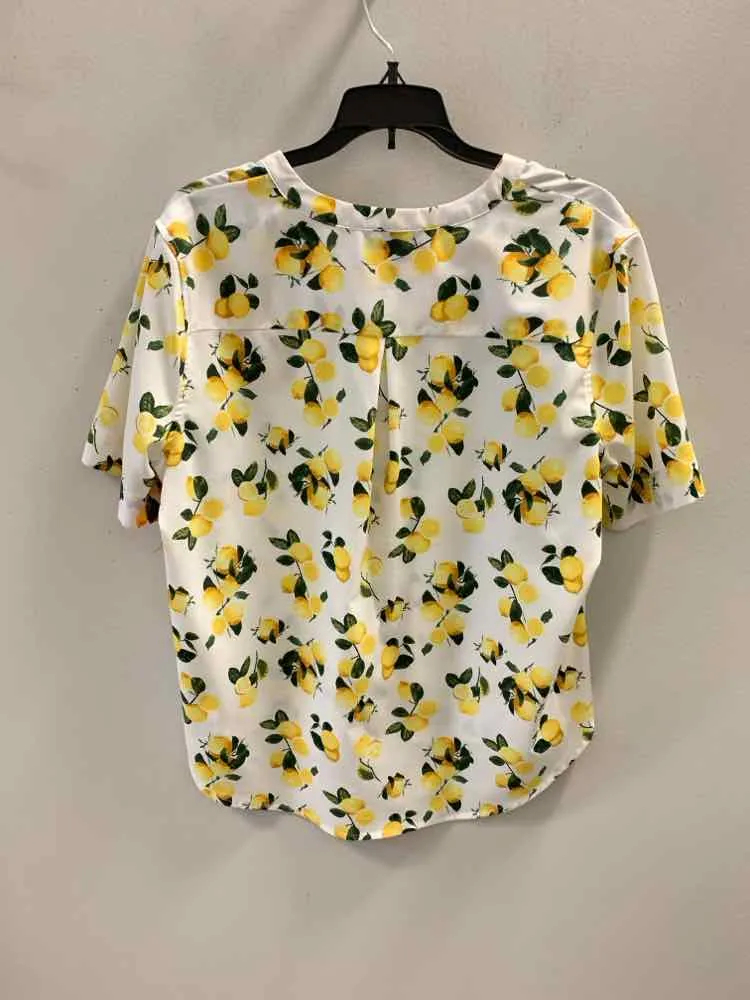 DALIA Tops Size M YEL/GRN/WHT LEMONS SHORT SLEEVES TOP