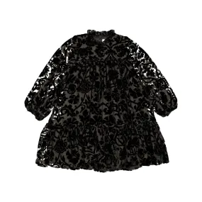 dress flare velvet detail print - black-106