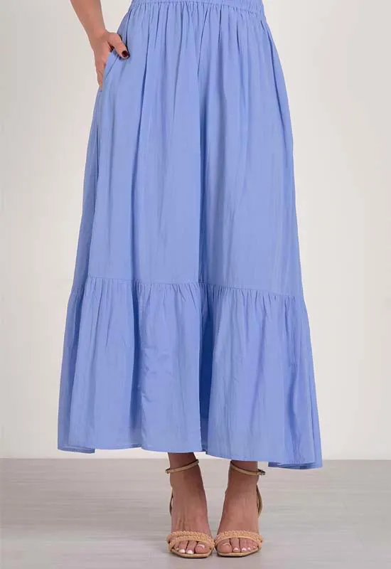 Elan - Tiered Midi Skirt Blue