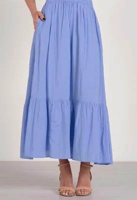 Elan - Tiered Midi Skirt Blue