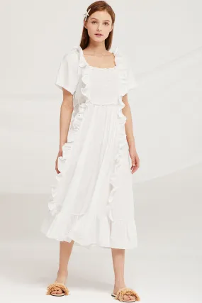 Eliza Ruffle Trim Smocked Dress