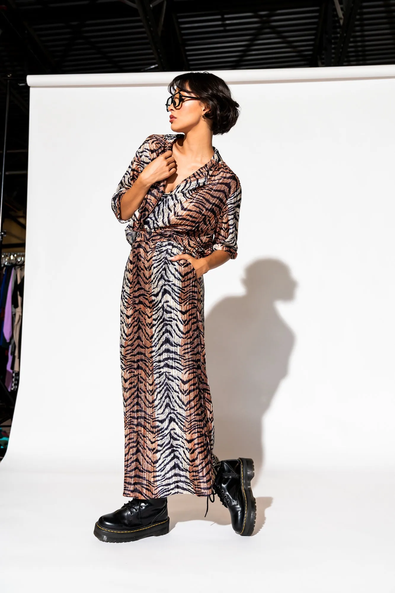 Ćest la Vie Plissé Skirt Set in Go Get 'Em Tiger