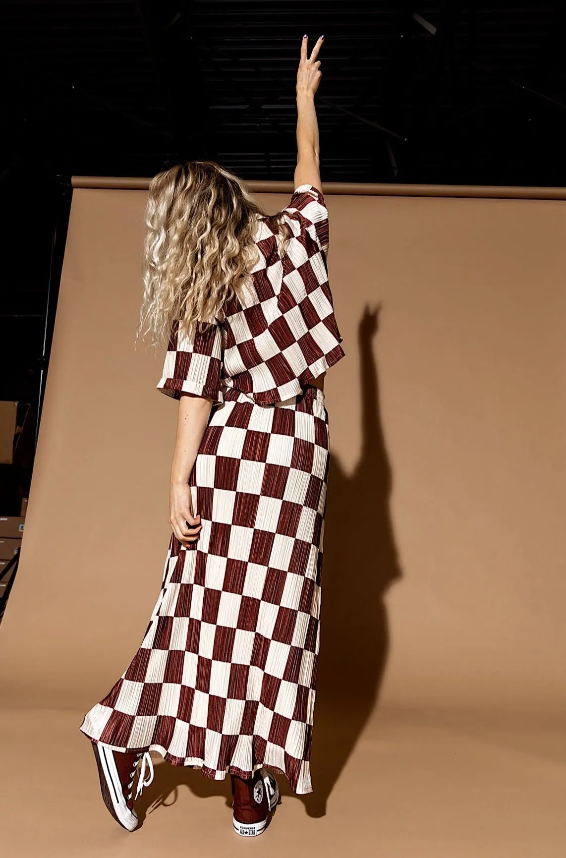 Ćest la Vie Plissé Skirt Set in Mocha Latte