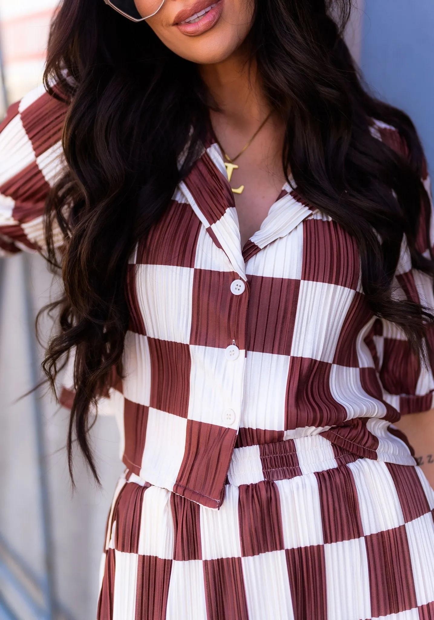Ćest la Vie Plissé Skirt Set in Mocha Latte