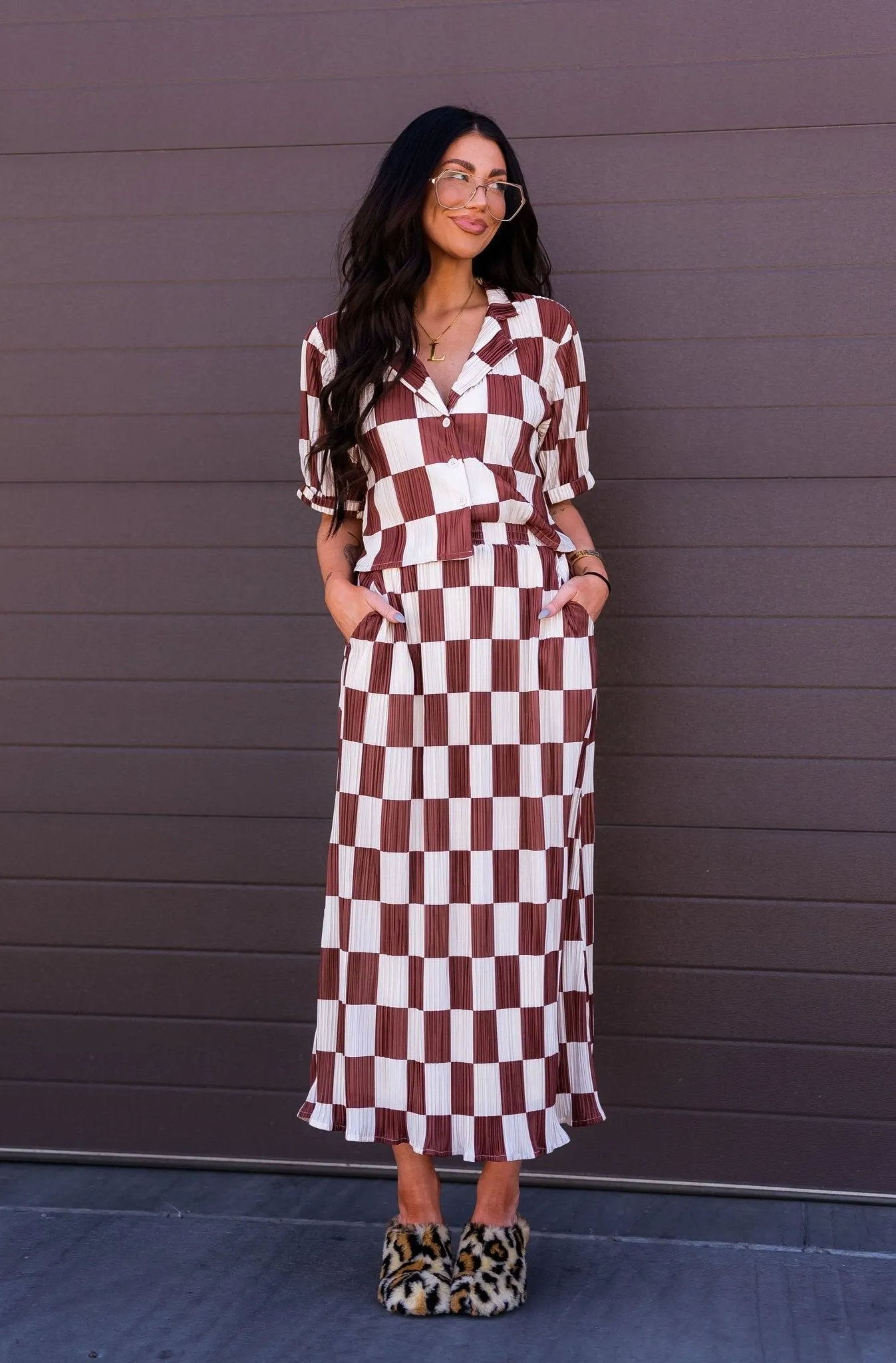Ćest la Vie Plissé Skirt Set in Mocha Latte