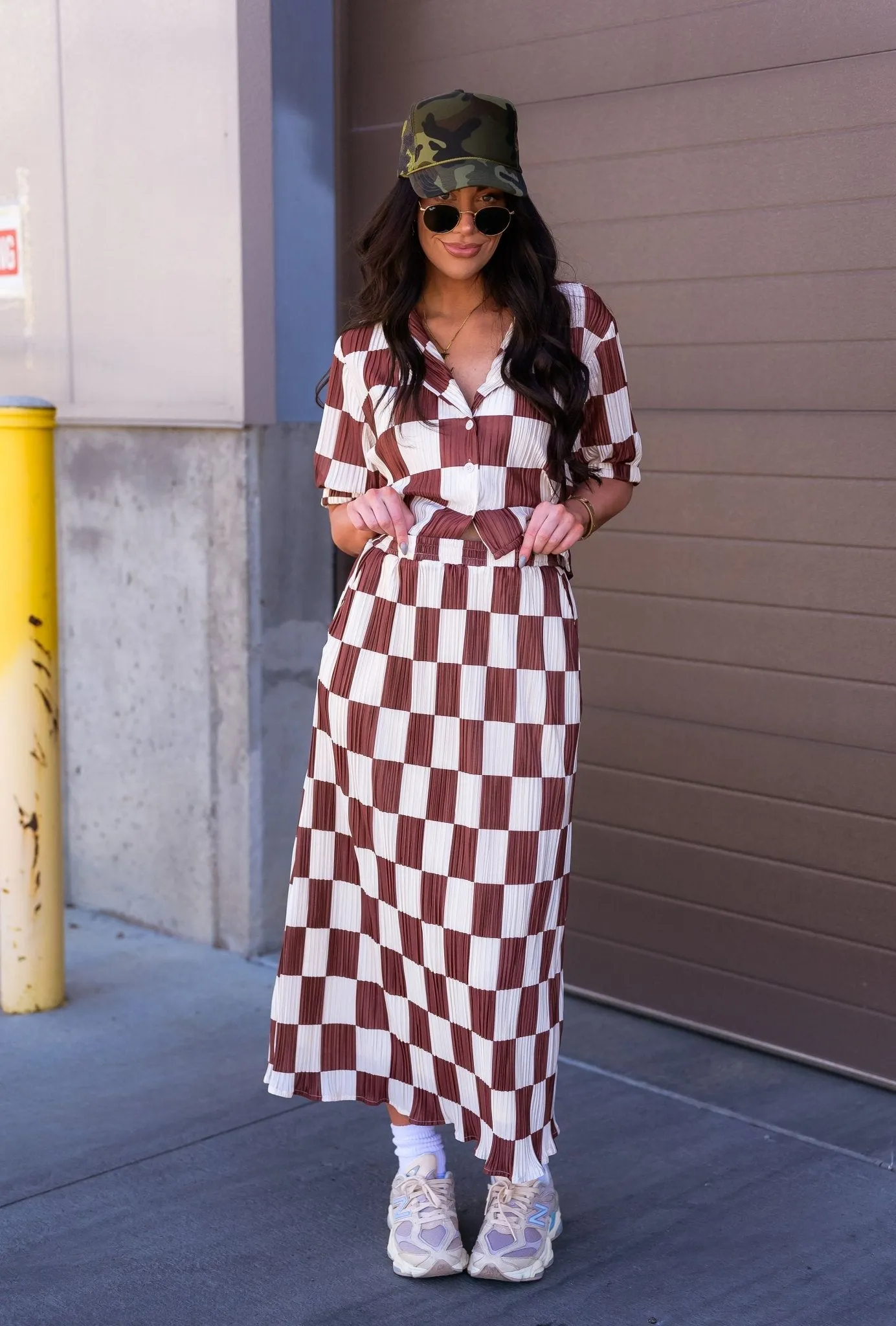 Ćest la Vie Plissé Skirt Set in Mocha Latte