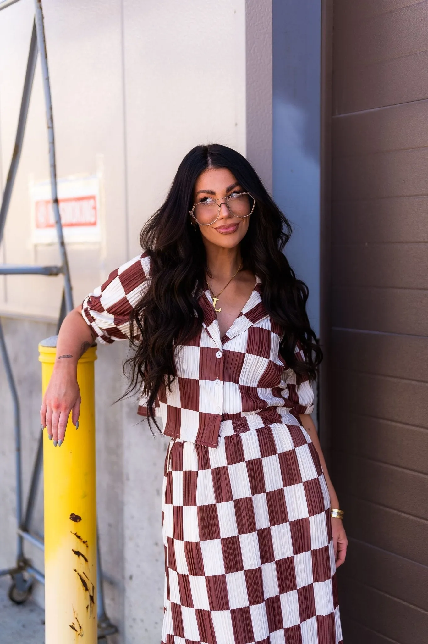 Ćest la Vie Plissé Skirt Set in Mocha Latte